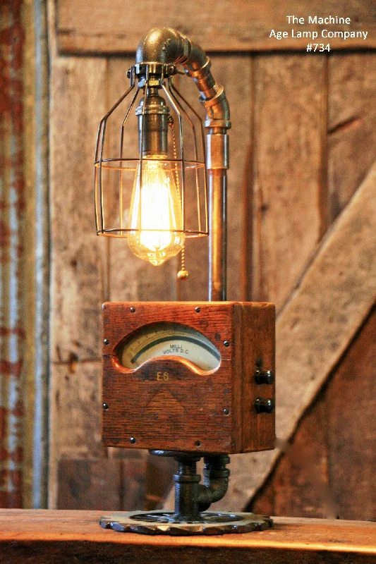 Corrosion - Resistant Industrial Lighting for Coastal FactoriesSteampunk, Industrial, Antique Wood Electrical Meter Lamp #734 - SOLD Corrosion - Resistant Industrial Lighting for Coastal FactoriesSteampunk, Industrial, Antique Wood Electrical Meter Lamp #734 - SOLD