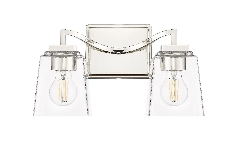 Industrial Task Lighting for Precision Workstations2 Lamps Avenna Vanity Light - Polished Nickel - Clear Glass - 14.5in. Wide