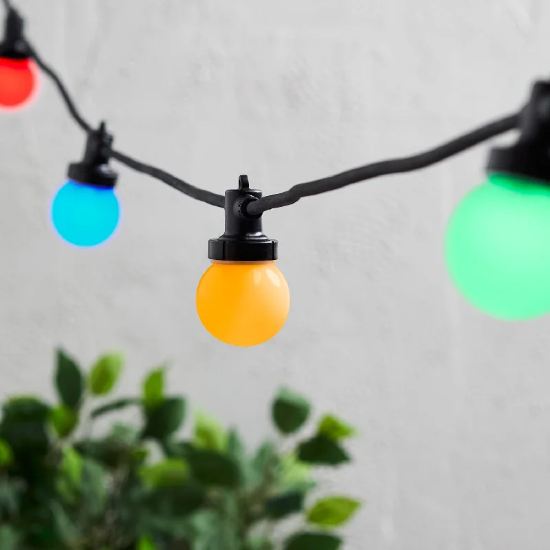 String Lights for DIY Home Decor ProjectsPro Connect 5m 10 Multi Coloured Connectable Festoon Lights Black Cable