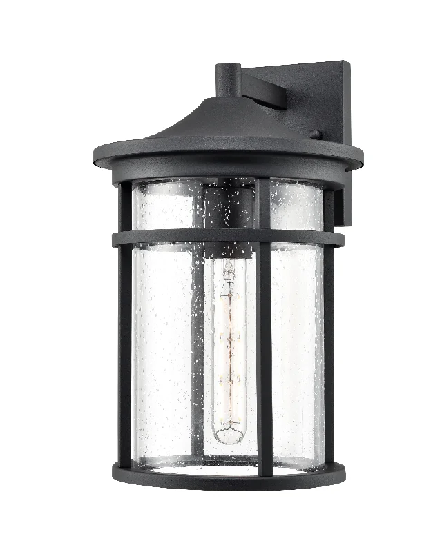 Dust - Resistant Industrial Lighting for Dirty WorkspacesNamath Outdoor Wall Sconce - Textured Black - Clear Seeded Glass - 9.75in. Extension - E26 Medium Base Dust - Resistant Industrial Lighting for Dirty WorkspacesNamath Outdoor Wall Sconce - Textured Black - Clear Seeded Glass - 9.75in. Extension - E26 Medium Base