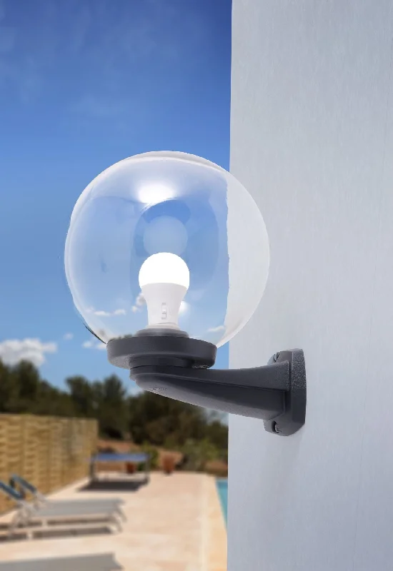 fabric wall lamps with a linen shade for a relaxed and breathable atmosphereNardo G250 Black/Grey Globe Wall Light IP55 - Opal/Clear fabric wall lamps with a linen shade for a relaxed and breathable atmosphereNardo G250 Black/Grey Globe Wall Light IP55 - Opal/Clear