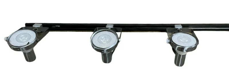 Nora NTH-108 Three Light PAR38 Gimbal Ring Track Kit with End Feed Cord and Plug in Silver and Black Finish Nora NTH-108 Three Light PAR38 Gimbal Ring Track Kit with End Feed Cord and Plug in Silver and Black Finish