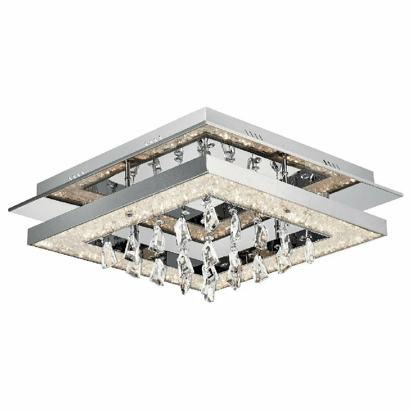 Elan by Kichler Lighting 83410 Crushed Ice Square Collection LED Flush Mount Ceiling Light in Polished Chrome Finish Elan by Kichler Lighting 83410 Crushed Ice Square Collection LED Flush Mount Ceiling Light in Polished Chrome Finish