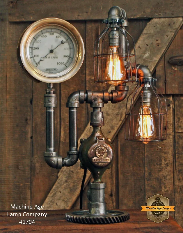 Explosion - Proof Industrial Lighting for Hazardous LocationsSteampunk Industrial / Steam Gauge Lamp / Gear Base / Locomotive / Lamp #1704 sold