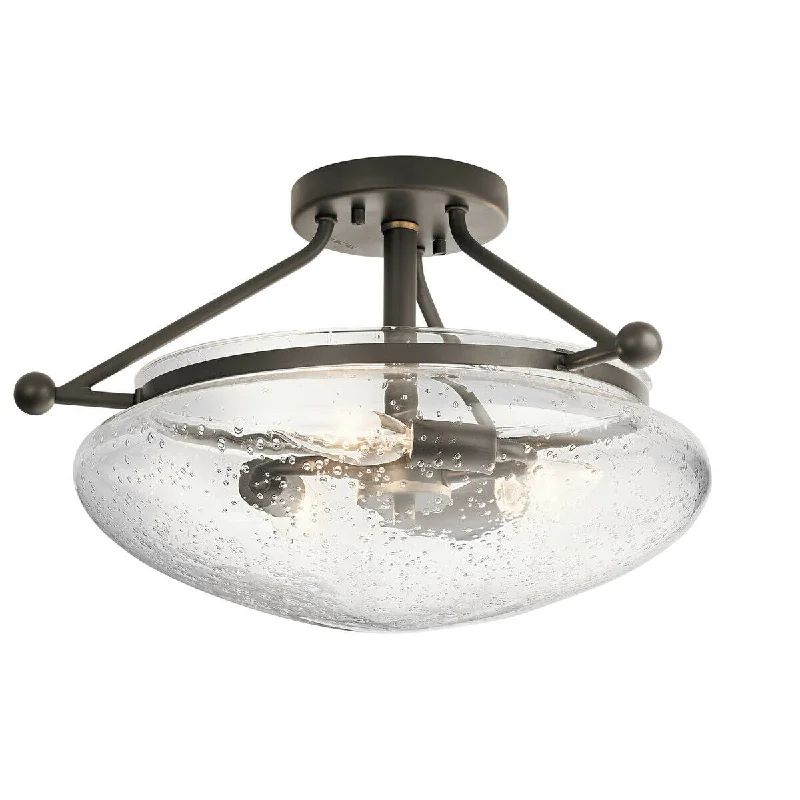Kichler Lighting 42593 OZ Belle Collection Three Light Semi Flush Ceiling Fixture in Olde Bronze Finish Kichler Lighting 42593 OZ Belle Collection Three Light Semi Flush Ceiling Fixture in Olde Bronze Finish