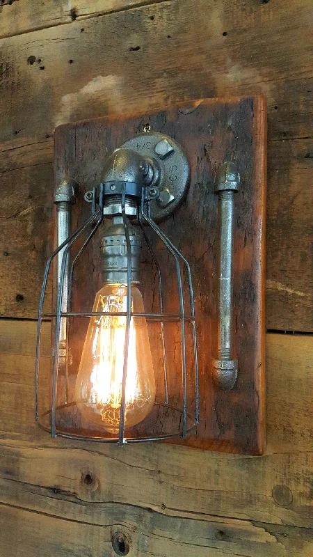 Adjustable Industrial Lighting for Flexible IlluminationSteampunk, Industrial Barn Wood Wall Sconce, light, lamp, #1068