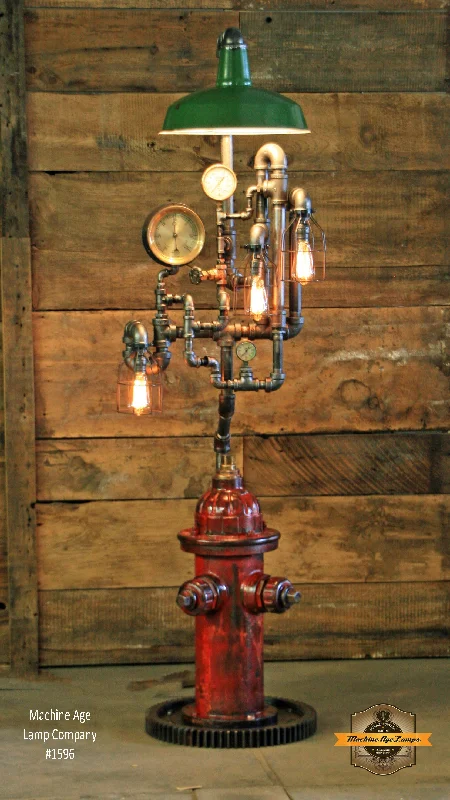 Low - Bay Industrial Lighting Fixtures for Small FactoriesSteampunk Industrial / Fire Hydrant / Floor Lamp / Service Station Shade / Steam Gauge / Lamp #1596