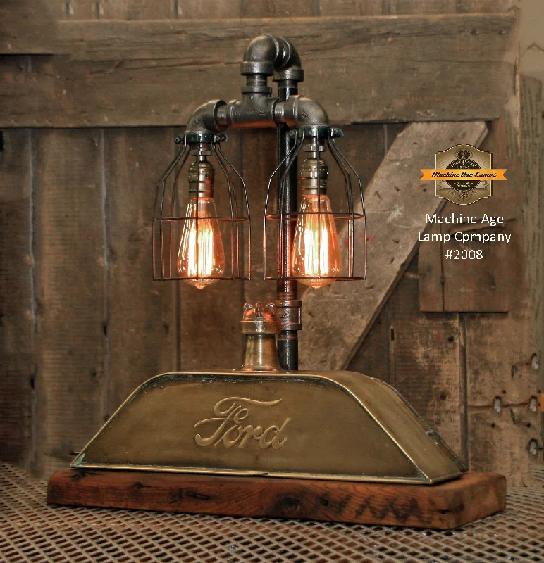 Industrial Lighting for Electronics ManufacturingSteampounk Industrial / Antique Ford Model "T" Radiator Top / Barn Wood / Lamp #2008