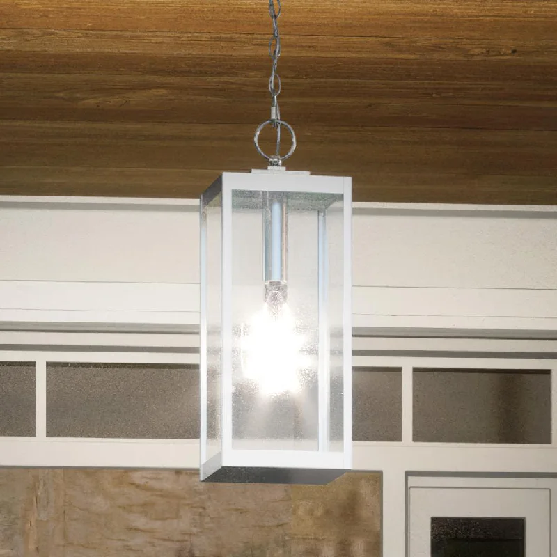 Industrial Area Lighting for Large Open SpacesUQL1364 Modern Farmhouse Outdoor Pendant Light, 20.75"H x 7"W, Stainless Steel Finish, Quincy Collection