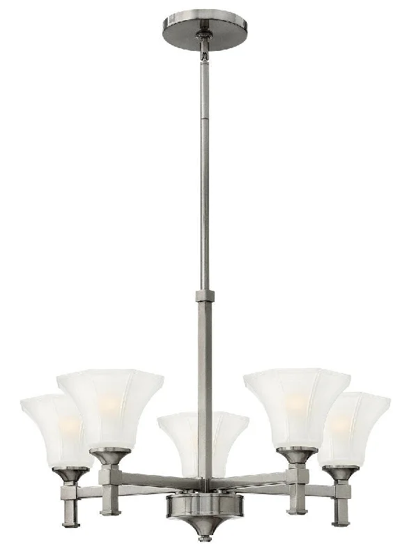 Hinkley Lighting 4045 BN Abbie Collection Five Light Hanging Chandelier in Brushed Nickel Finish Hinkley Lighting 4045 BN Abbie Collection Five Light Hanging Chandelier in Brushed Nickel Finish