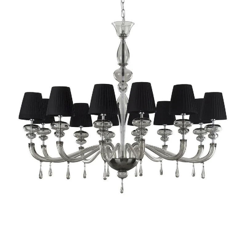 Minimalist Chandeliers for Sleek and Simple Interiors12 Light Chandelier with Black Lampshades
