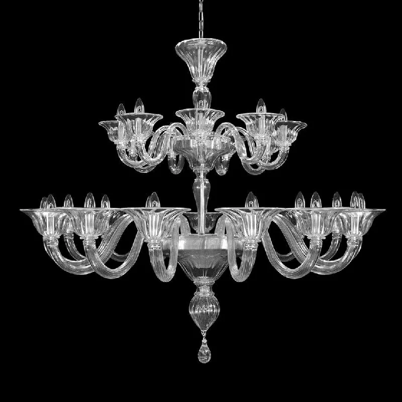 Art Deco Chandeliers for a Retro - Glam Look18+9 Light Murano Crystal Glass Chandelier