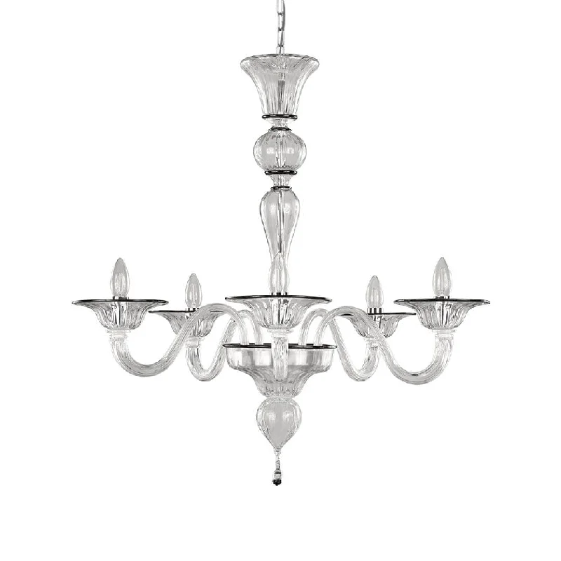 Large Chandeliers for Grand Halls and Foyers5 Light Murano Glass Chandelier with Black Accents Large Chandeliers for Grand Halls and Foyers5 Light Murano Glass Chandelier with Black Accents