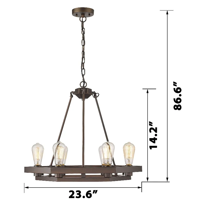 Chandeliers with Metal Frames in Silver Finish6-Light Wagon Wheel Modern Chandelier - Oil Rubbed Bronze - 23.6" x 23.6" x 14.2" Chandeliers with Metal Frames in Silver Finish6-Light Wagon Wheel Modern Chandelier - Oil Rubbed Bronze - 23.6" x 23.6" x 14.2"