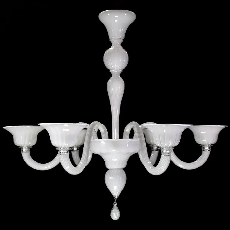 Chandeliers with Murano Glass for a High - End Artistic Touch6 Light Handblown White Murano Glass Chandelier Chandeliers with Murano Glass for a High - End Artistic Touch6 Light Handblown White Murano Glass Chandelier