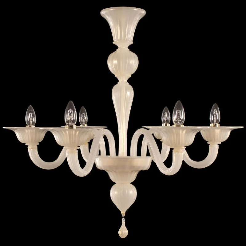 Chandeliers with Clear Crystal for a Sparkling Effect6 Light Silk and Gold Murano Glass Chandelier