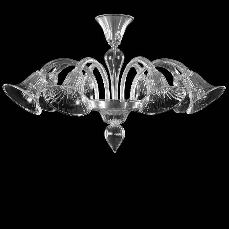 Chandeliers with Metal Frames in Silver Finish8 Light Crystal Flush Mount Lamp