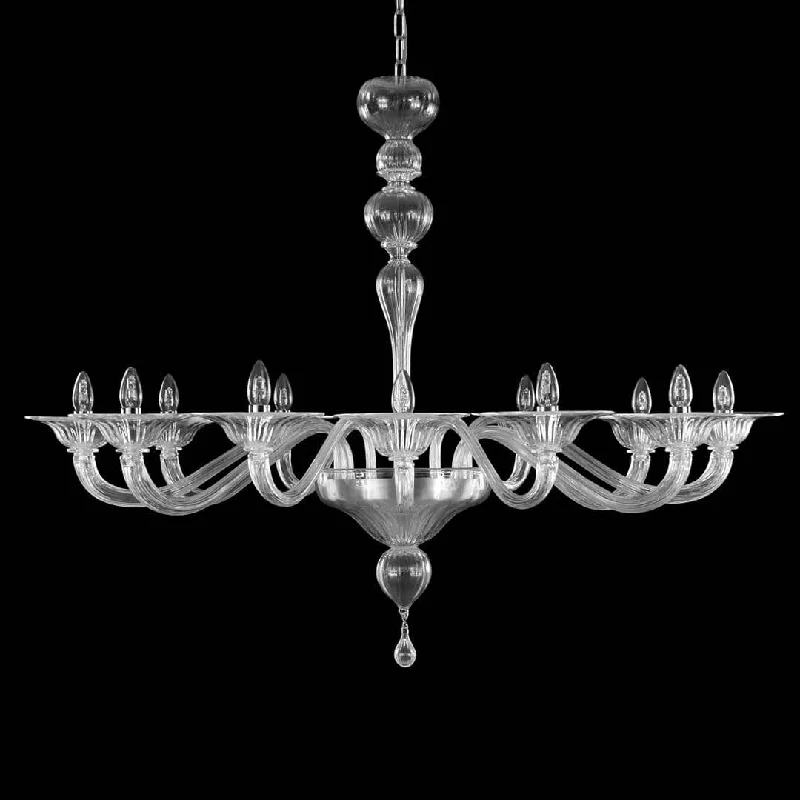 Chandeliers with Metal Frames in Black FinishClear 12 Light Sleek Murano Glass Chandelier Chandeliers with Metal Frames in Black FinishClear 12 Light Sleek Murano Glass Chandelier