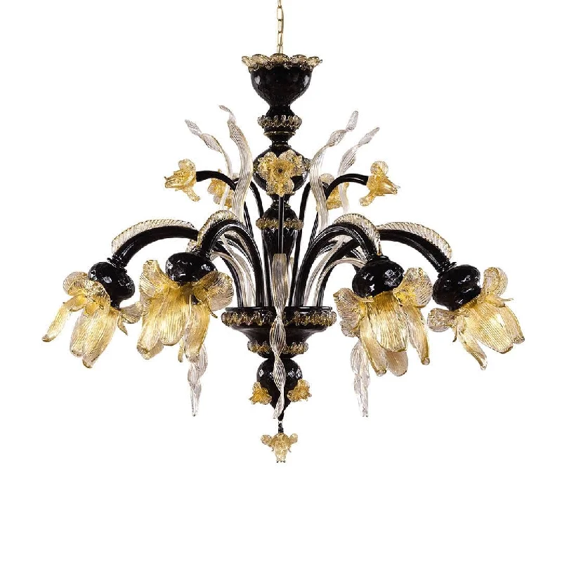 Mini Chandeliers for Adding Charm to Small SpacesBlack and Gold Art Glass Chandelier with 6 Lights Mini Chandeliers for Adding Charm to Small SpacesBlack and Gold Art Glass Chandelier with 6 Lights