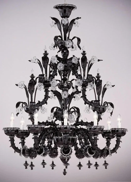 Ceiling - Mounted Chandeliers for Standard CeilingsBlack Murano Glass And Crystal Chandelier Ceiling - Mounted Chandeliers for Standard CeilingsBlack Murano Glass And Crystal Chandelier
