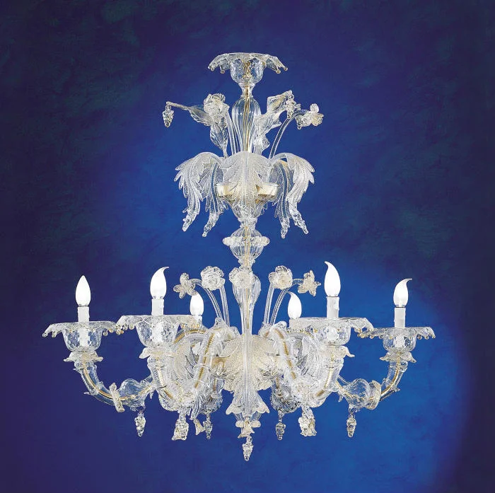 Ceiling - Mounted Chandeliers for Standard CeilingsClear Glass Rezzonico-Style Chandelier With 6 Lights Ceiling - Mounted Chandeliers for Standard CeilingsClear Glass Rezzonico-Style Chandelier With 6 Lights