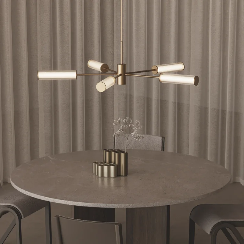 Small Chandeliers for Compact RoomsContemporary Metal and Ribbed Glass Chandelier