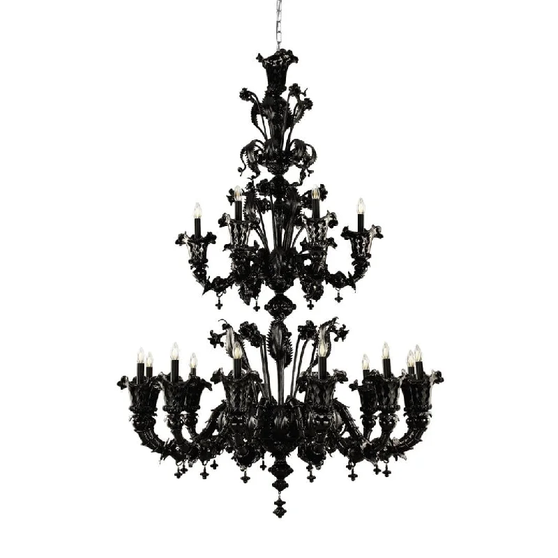 Industrial Iron Chandeliers for Loft - Inspired SpacesElegant Multi Tier Black Murano Chandelier with 12 + 6 Lights Industrial Iron Chandeliers for Loft - Inspired SpacesElegant Multi Tier Black Murano Chandelier with 12 + 6 Lights