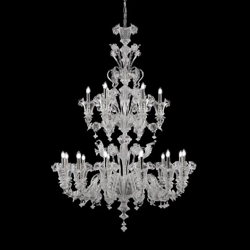 Small Chandeliers for Compact RoomsElegant Multi Tier Clear Murano Chandelier with 12 + 6 Lights Small Chandeliers for Compact RoomsElegant Multi Tier Clear Murano Chandelier with 12 + 6 Lights