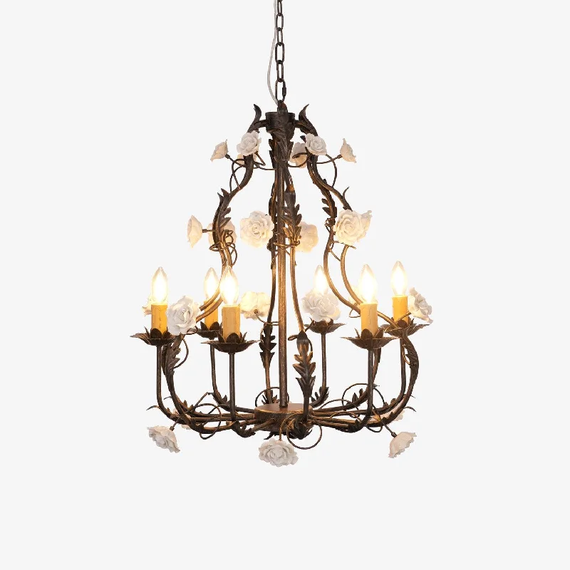 Chandeliers with Metal Frames in Black FinishFlorentine Rose Garden Chandelier