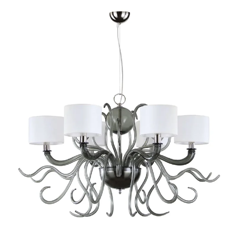 Chandeliers with Metal Frames in Copper FinishGraphite Grey Murano Glass Chandelier with 6 Light Chandeliers with Metal Frames in Copper FinishGraphite Grey Murano Glass Chandelier with 6 Light