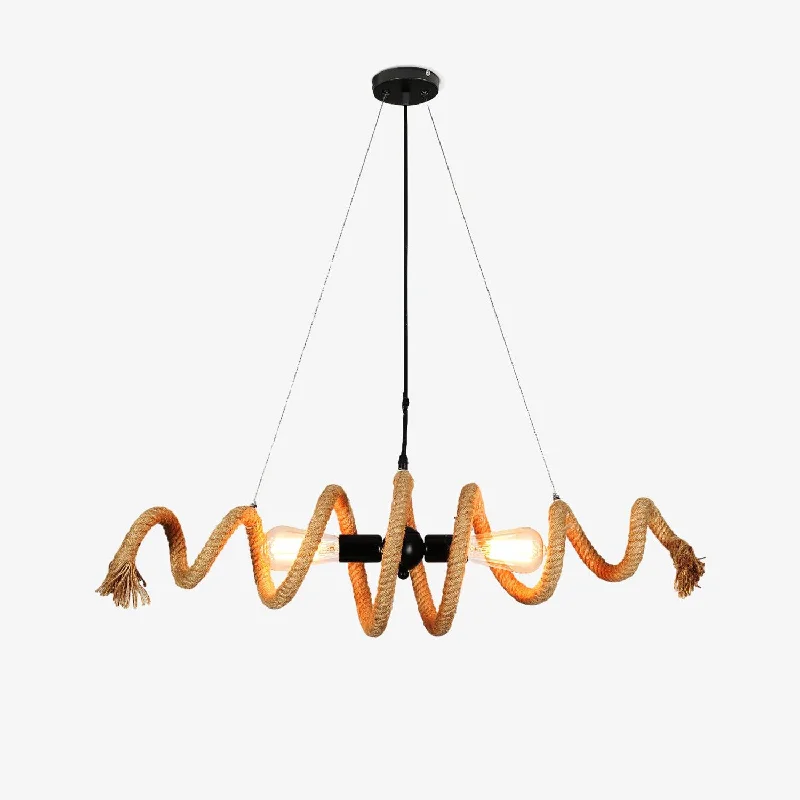 Chandeliers with Frosted Glass for a Softer Light DiffusionHemp Rope Industrial Spiral Chandelier