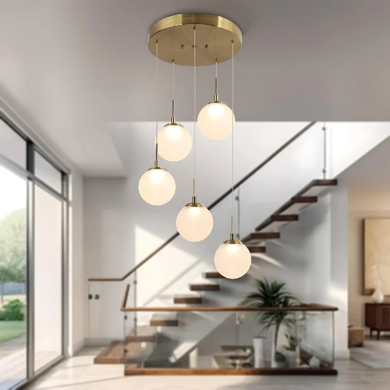 French Country Chandeliers with a Romantic AuraIcey Modern 5-Light Gold LED Chandelier Glass Pendant Light for Dining Room