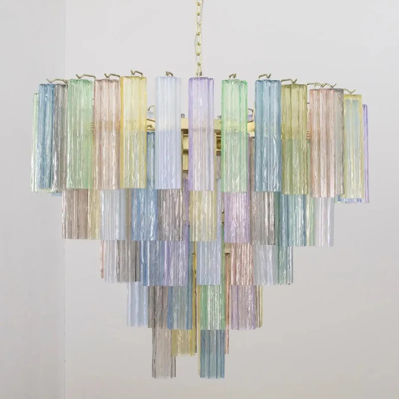 Chandeliers with Metal Frames in Silver FinishLarge Multi Colour Glass Tronchi Chandelier Chandeliers with Metal Frames in Silver FinishLarge Multi Colour Glass Tronchi Chandelier