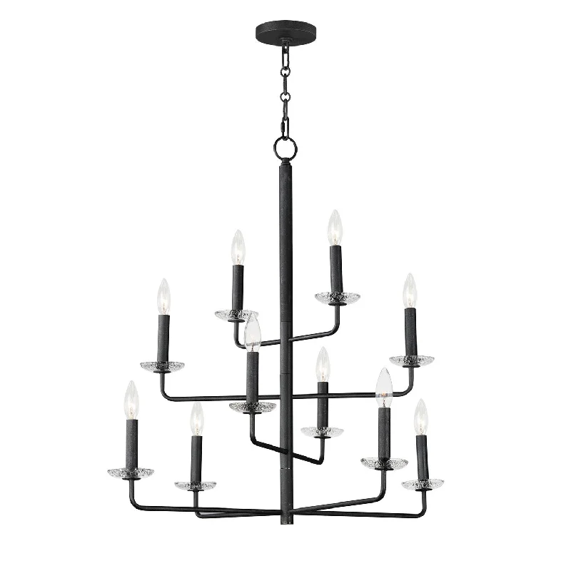 Chandeliers with Metal Frames in Silver FinishMadeira Ten Light Chandelier