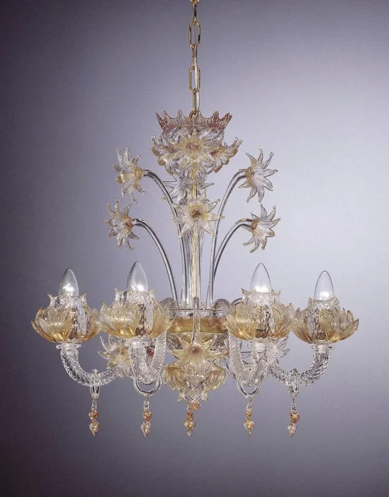 Chandeliers with Clear Crystal for a Sparkling EffectMurano Crystal Chandelier With Gold Accents Chandeliers with Clear Crystal for a Sparkling EffectMurano Crystal Chandelier With Gold Accents