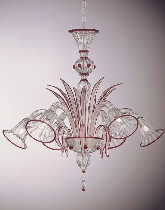 LED Chandeliers for Energy - Efficient LightingMurano Crystal Chandelier With Red Trim LED Chandeliers for Energy - Efficient LightingMurano Crystal Chandelier With Red Trim