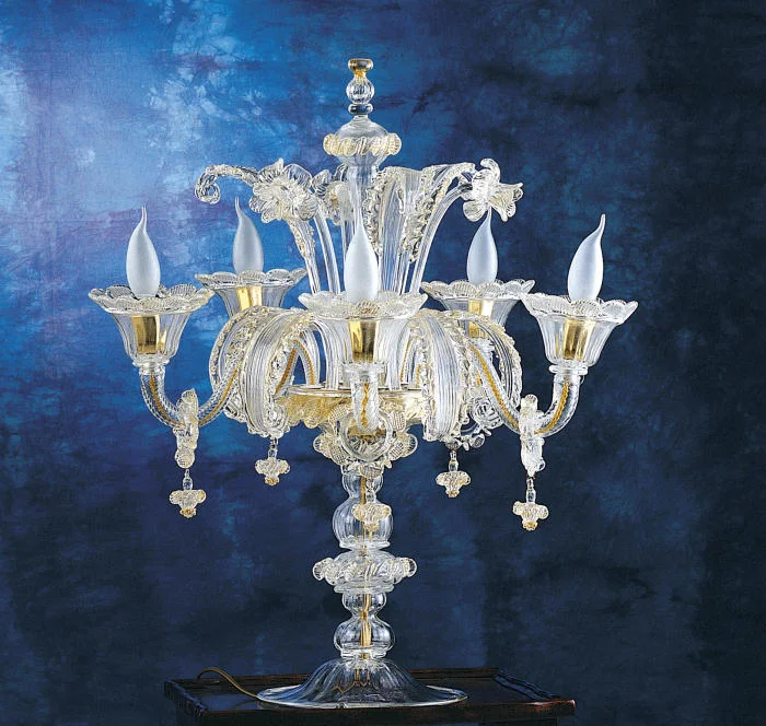Chandeliers with Candle - Style Bulbs for a Classic AestheticMurano Crystal Flambeau Table Lamp With Gold Accents Chandeliers with Candle - Style Bulbs for a Classic AestheticMurano Crystal Flambeau Table Lamp With Gold Accents