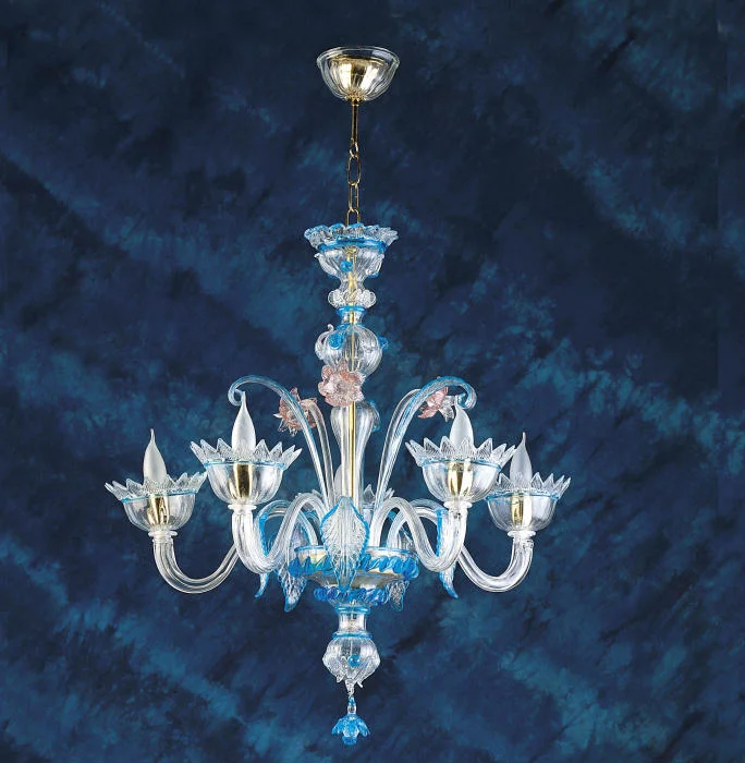 Rustic Wood Chandeliers for Country - Style HousesMurano Glass Chandelier With Blue And Gold Decorations