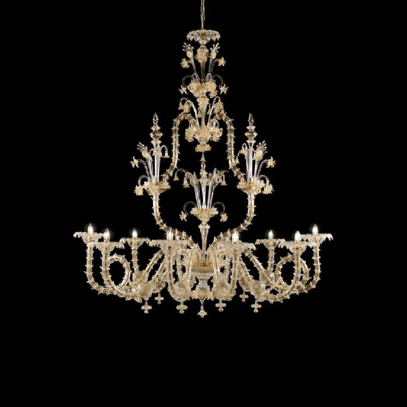 Chandeliers for Living Rooms to Create a Focal PointOval 10 Light Crystal and Gold Murano Glass Chandelier