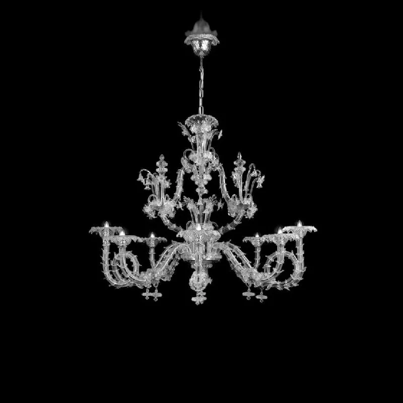 Modern Crystal Chandeliers for Contemporary HomesOval Barchetta Style 8 Lights Murano Glass Chandelier