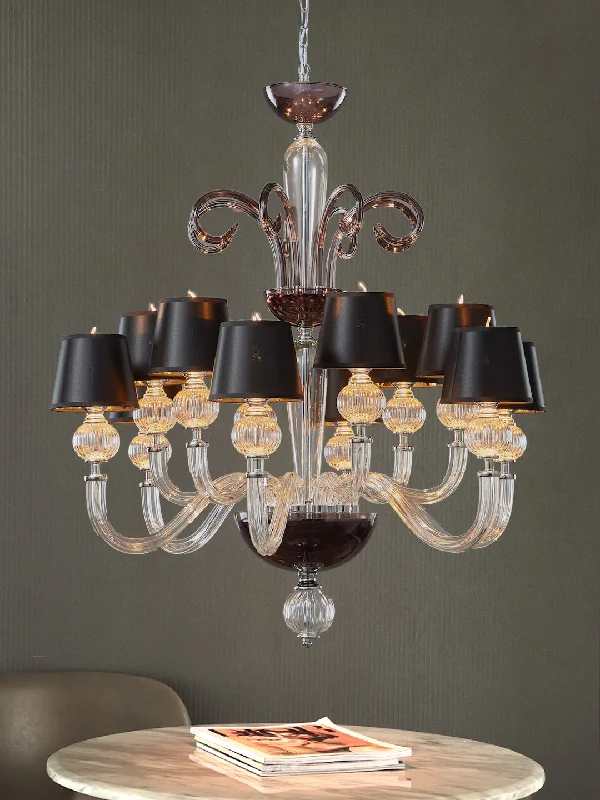 Chandeliers with Metal Frames in Black FinishPhilip 12- Lamp Chandelier