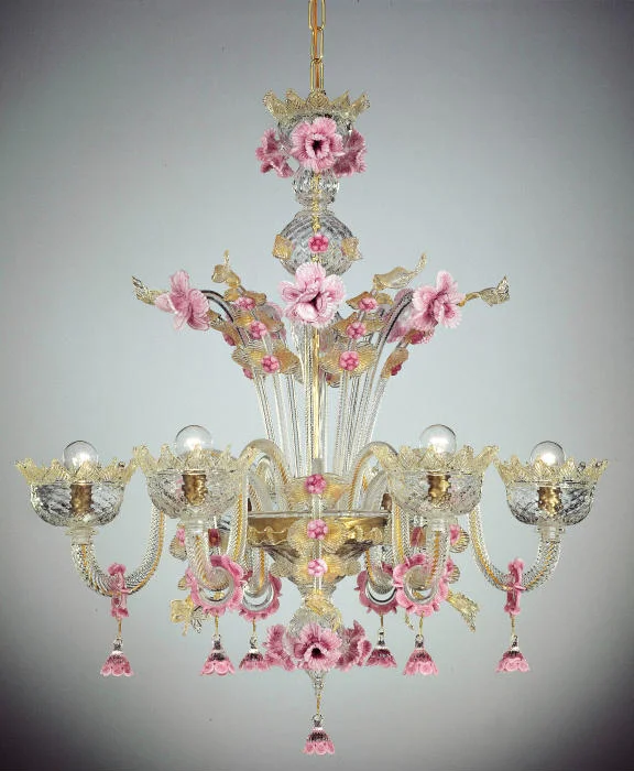 Art Deco Chandeliers for a Retro - Glam LookPink And Gold Floral Chandelier