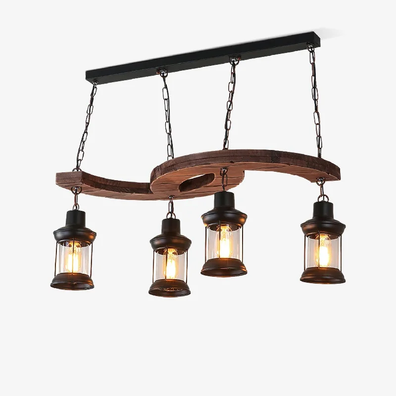 Chandeliers with Metal Frames in Black FinishRetro Boat Wood Chandelier
