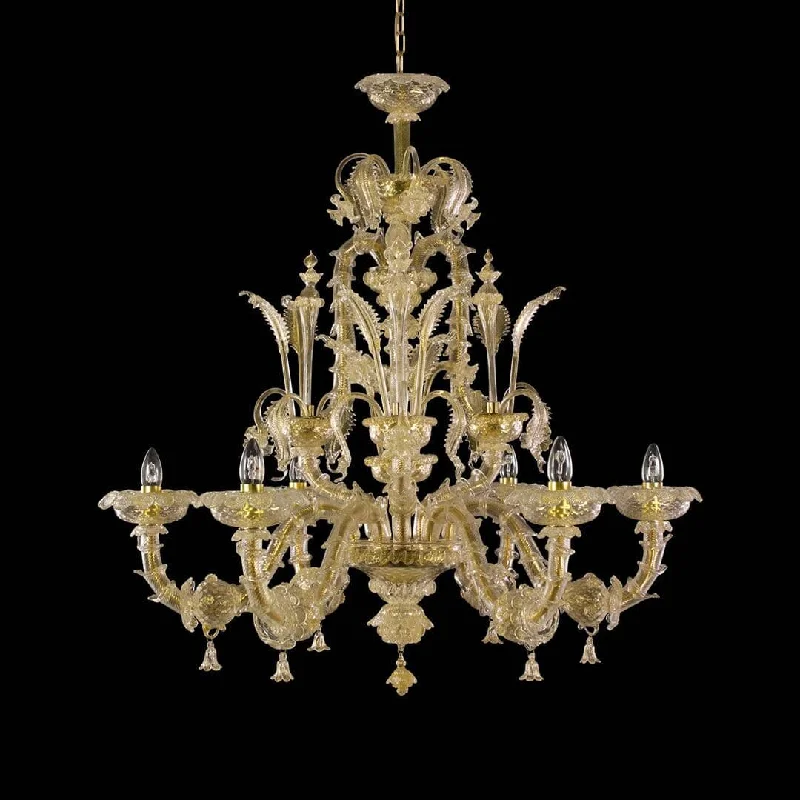 Chandeliers for High Ceilings to Fill Vertical SpaceRezzonico 6 Light Chandelier with Golden Leaf Murano Glass Chandeliers for High Ceilings to Fill Vertical SpaceRezzonico 6 Light Chandelier with Golden Leaf Murano Glass