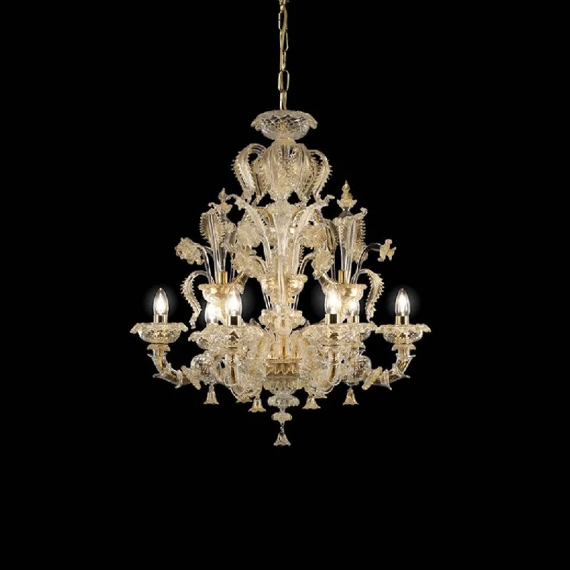 Small Chandeliers for Compact RoomsRezzonico Style 6 Light Chandelier with Decorative Leaf Crest Small Chandeliers for Compact RoomsRezzonico Style 6 Light Chandelier with Decorative Leaf Crest