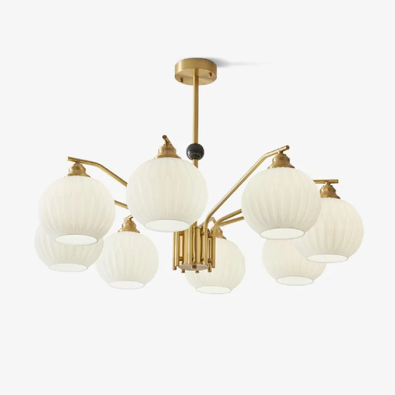 Chandeliers with Metal Frames in Black FinishRibbed Glass Gold Chandelier