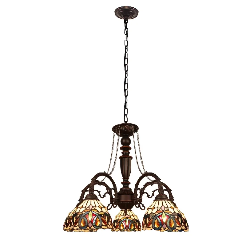 Chandeliers with Frosted Glass for a Softer Light DiffusionTiffany Style Victorian Design 5-light Dark Bronze Chandelier - 21.8 inches high Chandeliers with Frosted Glass for a Softer Light DiffusionTiffany Style Victorian Design 5-light Dark Bronze Chandelier - 21.8 inches high