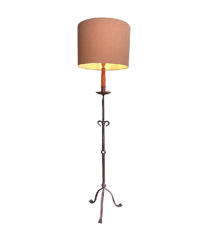 Victorian Style Floor Lamp for Traditional and Elegant InteriorsA Spanish 1950s wrought iron floor lamp with new bespoke linen shade Victorian Style Floor Lamp for Traditional and Elegant InteriorsA Spanish 1950s wrought iron floor lamp with new bespoke linen shade