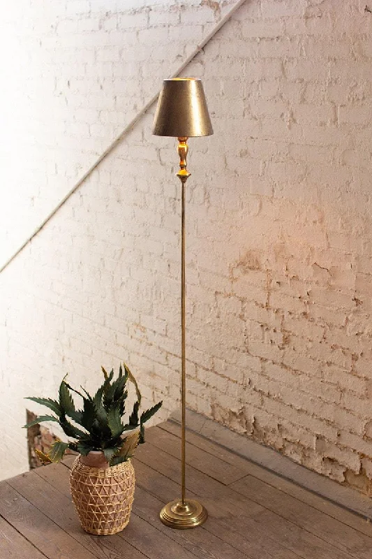 Fabric Floor Lamp with a Linen Shade for a Relaxed AestheticAntique Gold Floor Lamp With Metal Shade By Kalalou Fabric Floor Lamp with a Linen Shade for a Relaxed AestheticAntique Gold Floor Lamp With Metal Shade By Kalalou