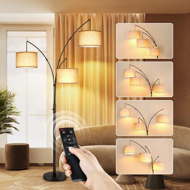 Glass Floor Lamp with Frosted Shades for Soft Diffused LightArc LED Floor Lamp with Remote & Touch Control, Dimmable Modern 3 Light Arched Tall Floor Lamp Glass Floor Lamp with Frosted Shades for Soft Diffused LightArc LED Floor Lamp with Remote & Touch Control, Dimmable Modern 3 Light Arched Tall Floor Lamp
